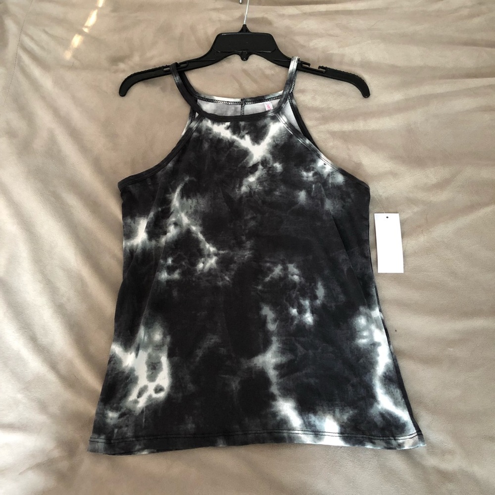 Smokey grey and white tie dye tank